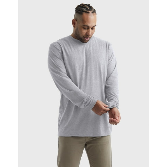 Hanes Originals Men's Cotton Long Sleeve T-Shirt (Big & Tall Sizes) Light Steel 2XT
