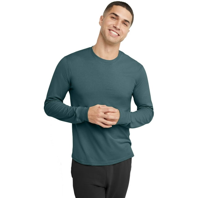 Hanes Originals Men's Cotton Long Sleeve T-Shirt Cactus L - Walmart.com