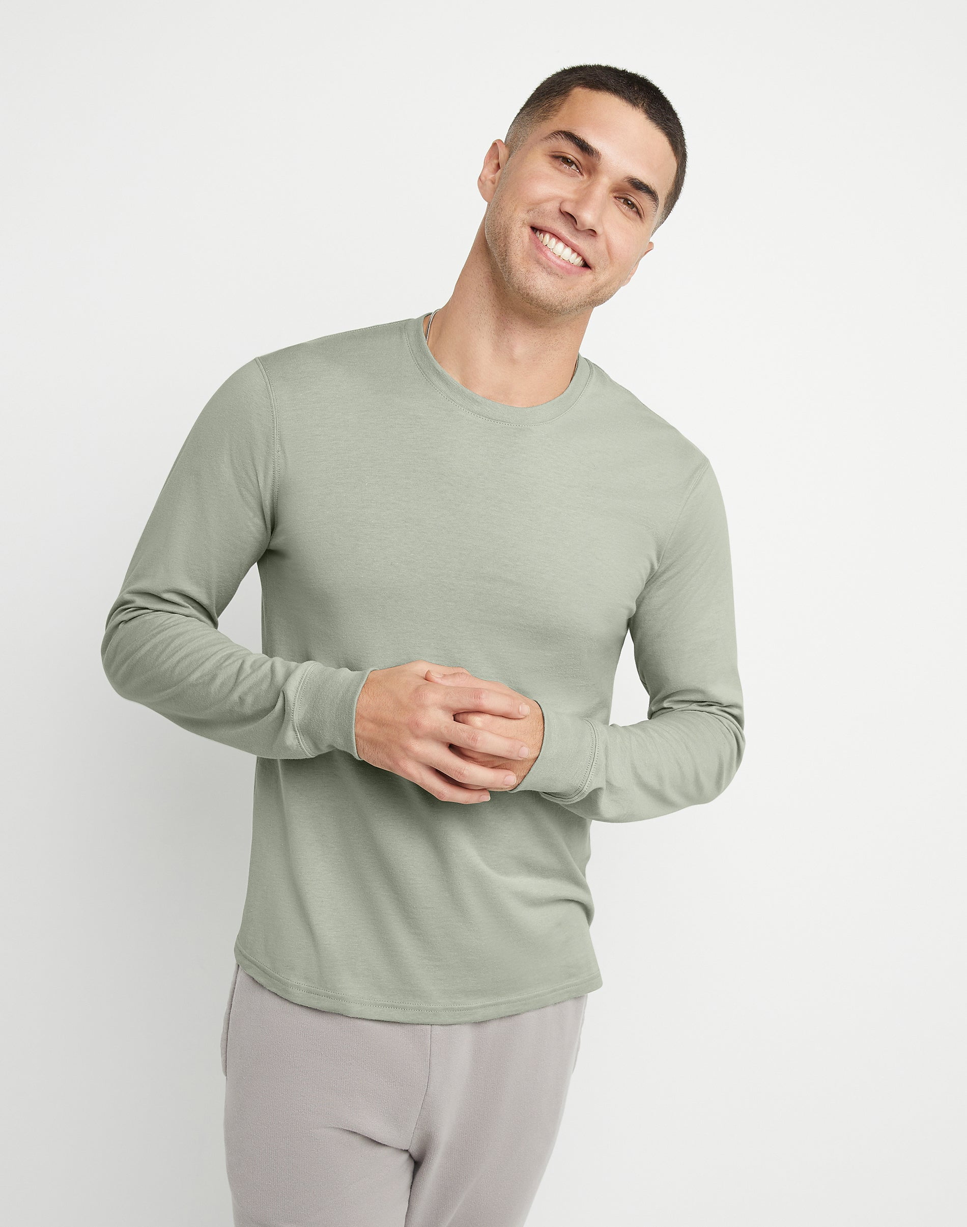 Hanes Long Sleeve T Shirt Originals Men s Cotton Crewneck Lightweight US Cotton Walmart