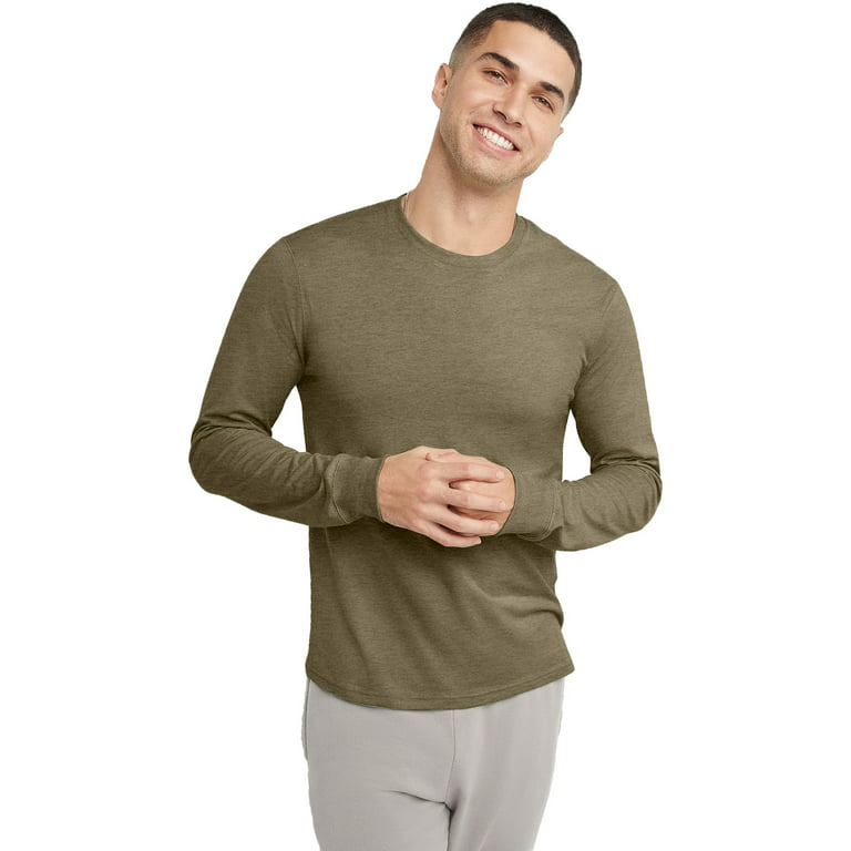 Hanes Originals Men's Cotton Long Sleeve T-Shirt Oregano Heather XL