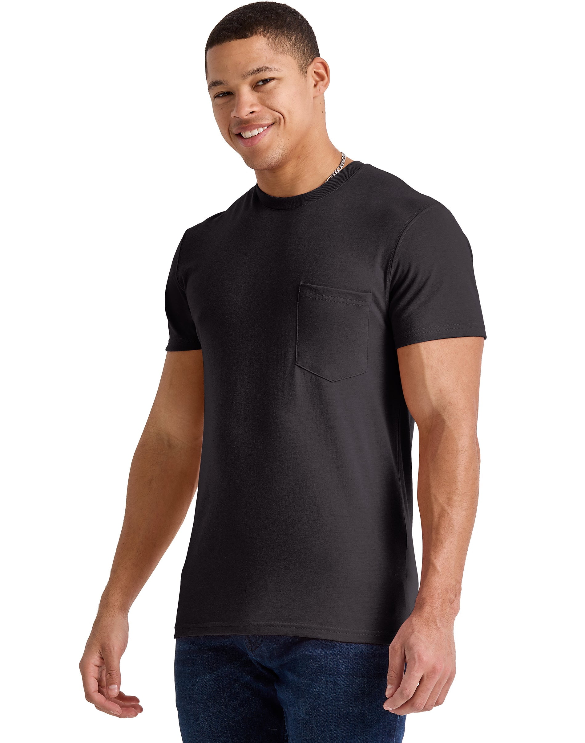 hanes men's pocket tee shirts