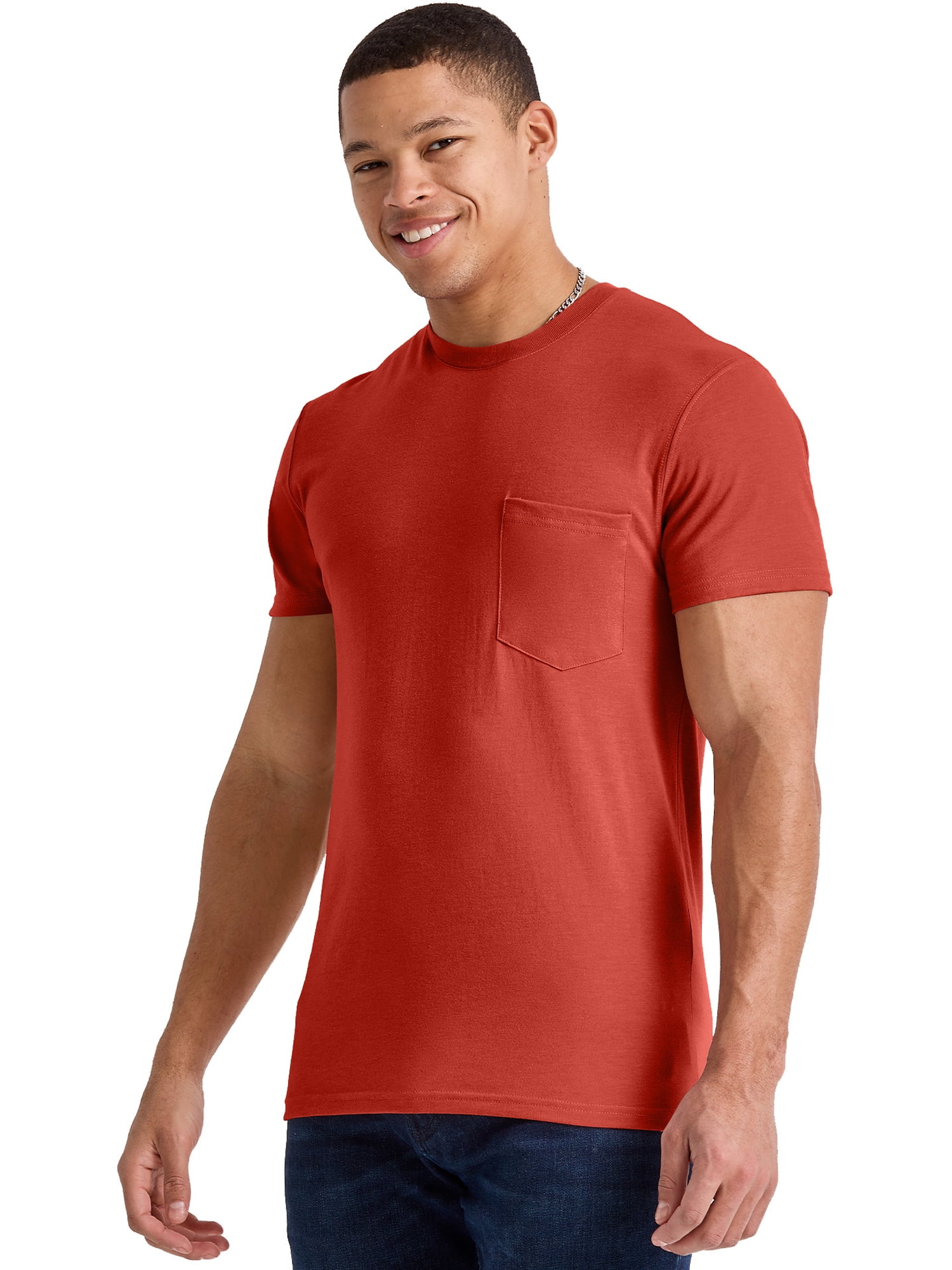 Hanes Originals Men's Cotton Pocket TShirt Red River Clay S