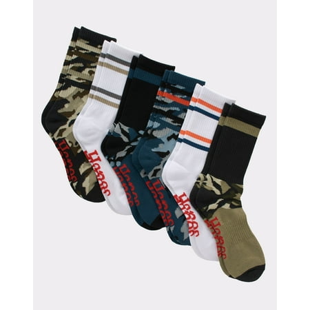 Hanes Originals Men's Crew Socks, Moisture Wicking, 6-Pairs Army Green 6-12