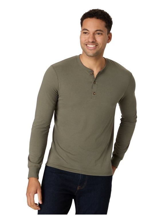 Originals Men's Long Sleeve Henley T-Shirt Fatigue Green L