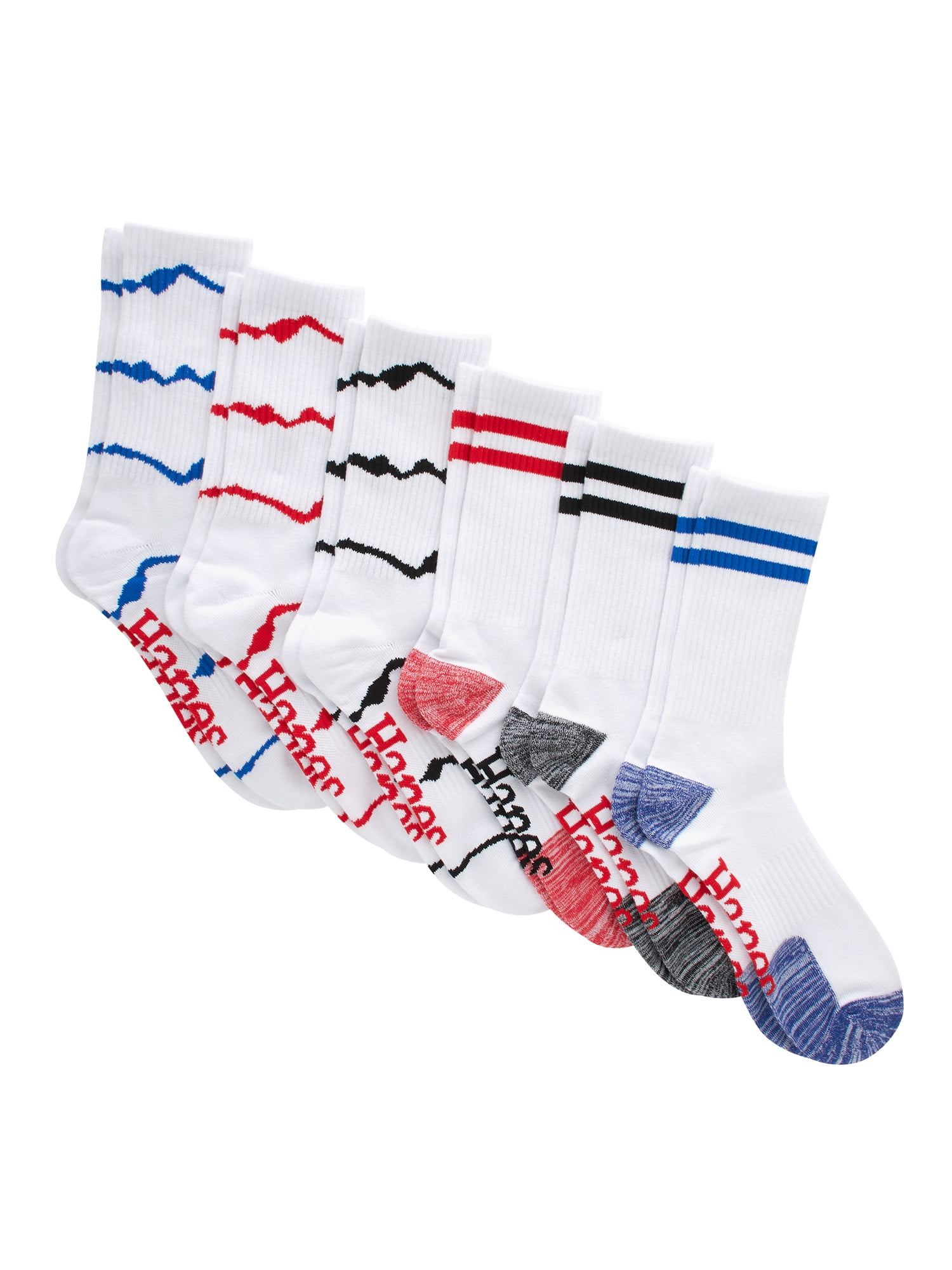 Hanes Originals Men's Moisture Wicking Crew Socks, 6Pack