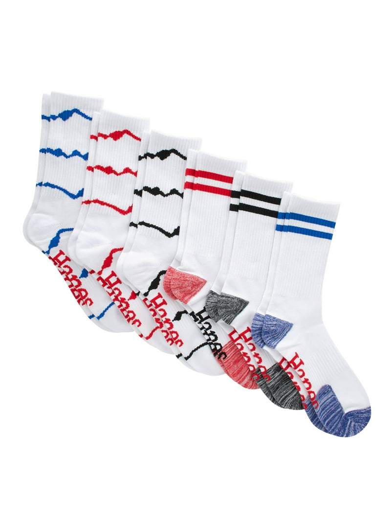 Hanes Originals Moisture Wicking Crew Socks 6-Pack
