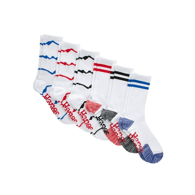 Hanes Originals Men's Moisture Wicking Crew Socks, 6Pack