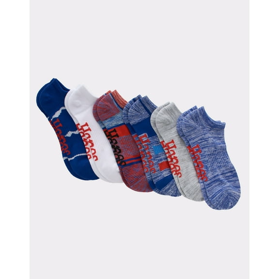 Hanes Originals Men's No Show Socks, Moisture Wicking, 6-Pairs Blue Allure 6-12