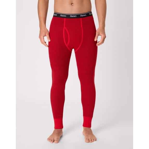 Hanes Men's Thermal Pants Burgundy M