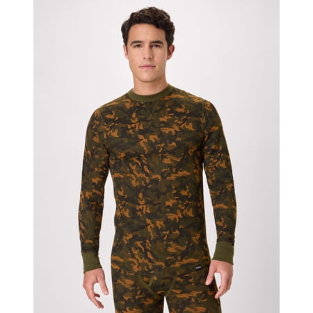 Hanes Men's Long-Sleeve Thermal Shirt, Reversible, Crewneck Camo S