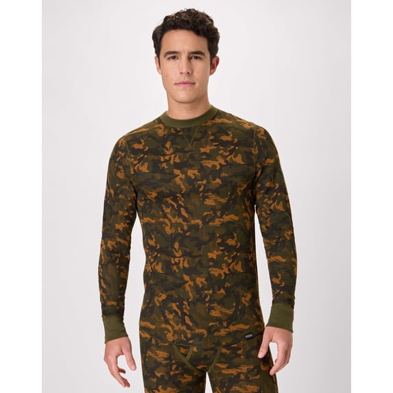 Hanes Men's Long-Sleeve Thermal Shirt, Reversible, Crewneck Camo M