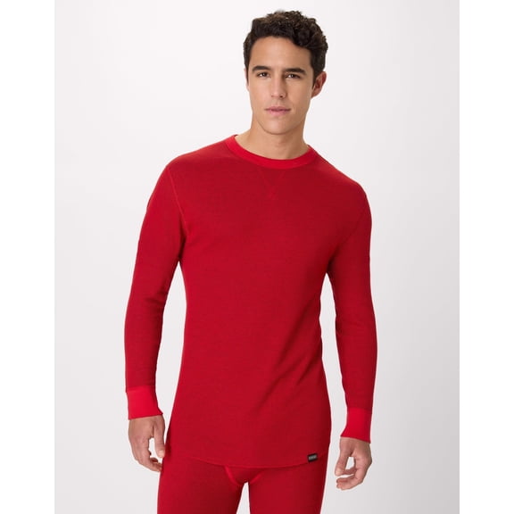 Hanes Men's Long-Sleeve Thermal Shirt, Reversible, Crewneck Burgundy L