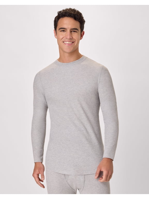 Men's Long-Sleeve Thermal Shirt, Reversible, Crewneck Gray L