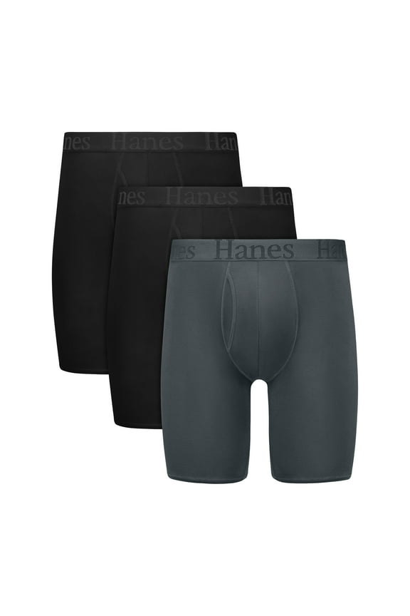 Originals Men's SuperSoft Boxer Brief Underwear Pack, Longer Leg, Total Support Pouch, Assorted, 3-Pack