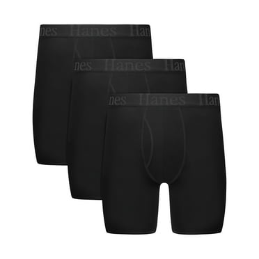 Hanes Originals Men's SuperSoft Boxer Brief Underwear Pack with Total Support Pouch, Black, 3-Pack