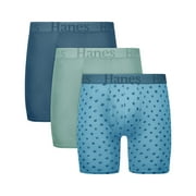Hanes Originals Mens SuperSoftBoxer Brief Underwear Pack, Black/Stone/Print, 3-Pack