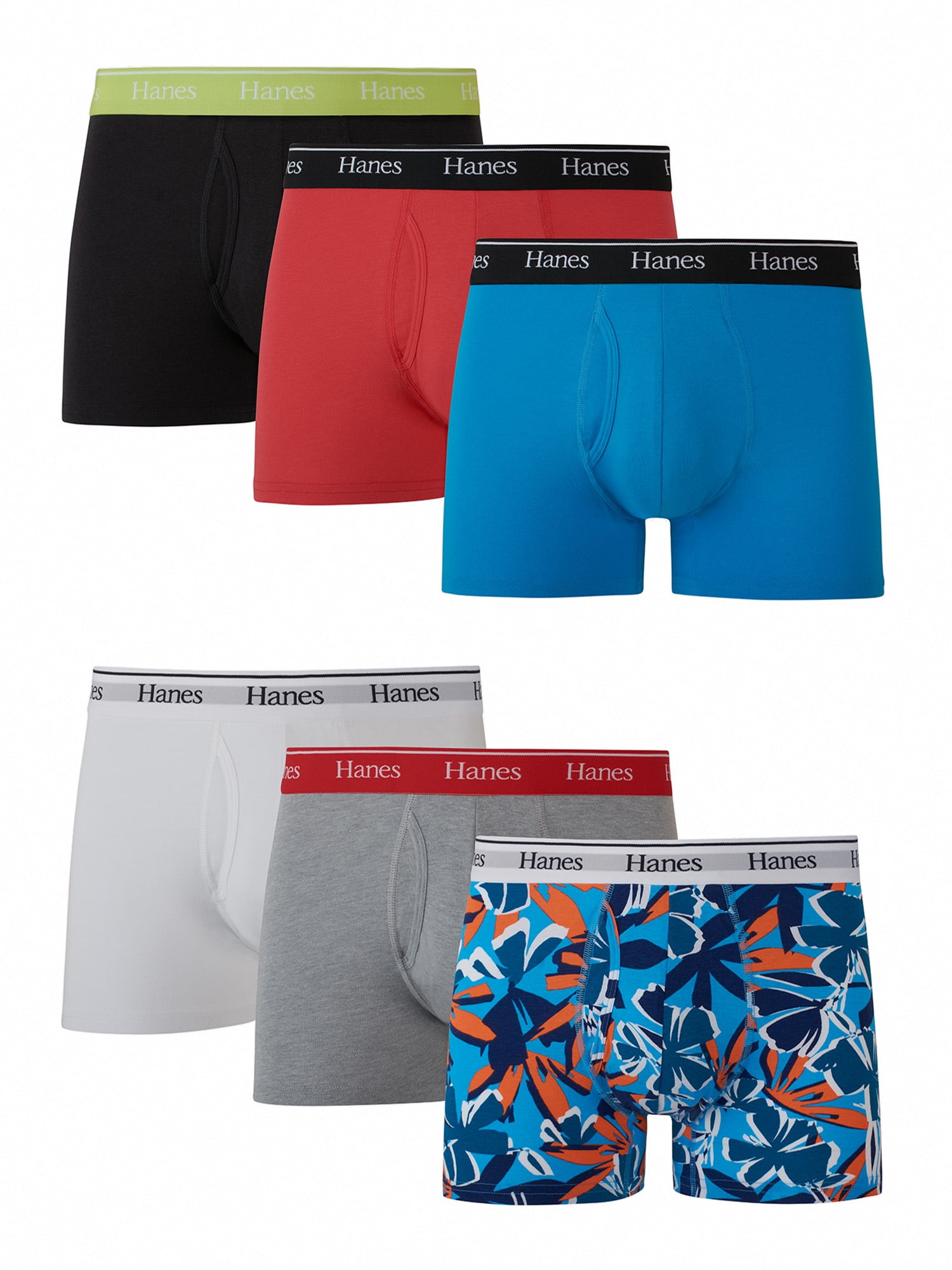 Hanes Originals Men's Underwear Trunks, Moisture-Wicking Stretch Cotton,  6-Pack 