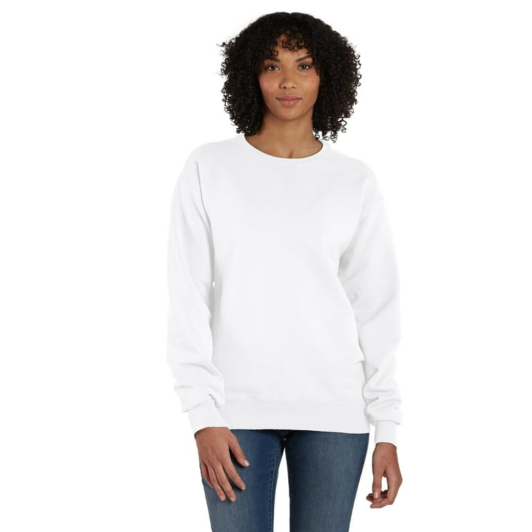 Hanes Unisex Garment Dyed Fleece Sweatshirt White L Walmart