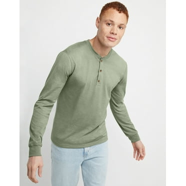 Hanes Originals Mens Ringspun Cotton Three Button Long Sleeve Henley Shirt, Sizes S-3XL