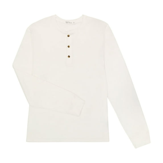 Hanes Originals Mens Ringspun Cotton Three Button Long Sleeve Henley Shirt, Sizes S-3XL