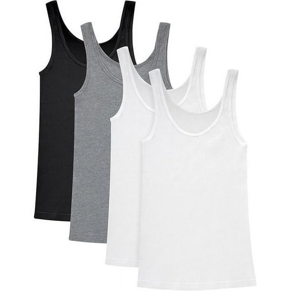 Hanes Originals Pack, Soft Cotton Rib Tank Tops for Women, 4-Pack