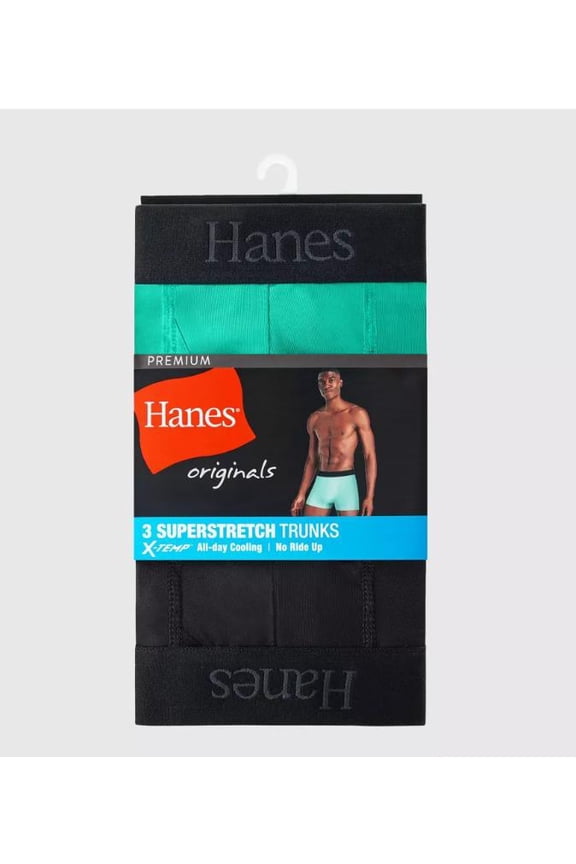 Premium Men's Super Stretch Trunks 3pk by Hanes Originals Medium