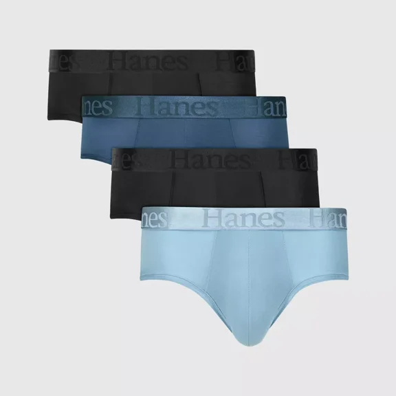 Hanes Originals Premium Men's SuperSoft Briefs 4pk -Teal Blue/Blue/Black