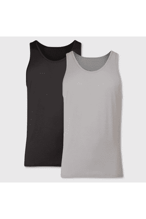 Originals Premium Men's SuperSoft Sleeveless Crewneck Tank Undershirt 2pk - (Taupe/Black, Medium)