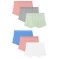 thumbnail image 1 of Hanes Originals SuperSoft Girls' Underwear Boxer Brief Pack, 6-Pack, Moisture Wicking Green/Blue/Pink/Grey/White 10, 1 of 3