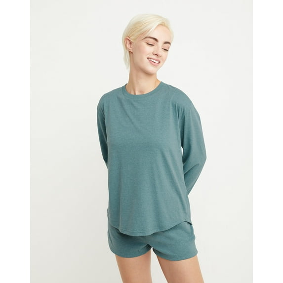 Hanes Originals Tri-Blend Women's Long Sleeve T-Shirt, Relaxed Fit Cactus Pe Heather S