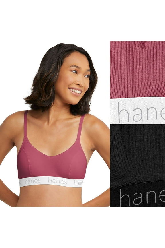 ® Originals Ultimate® 2-Pack Stretch Cotton Triangle Bralette DHO101 Color: Purple Bloom Black Size: XX LARGE