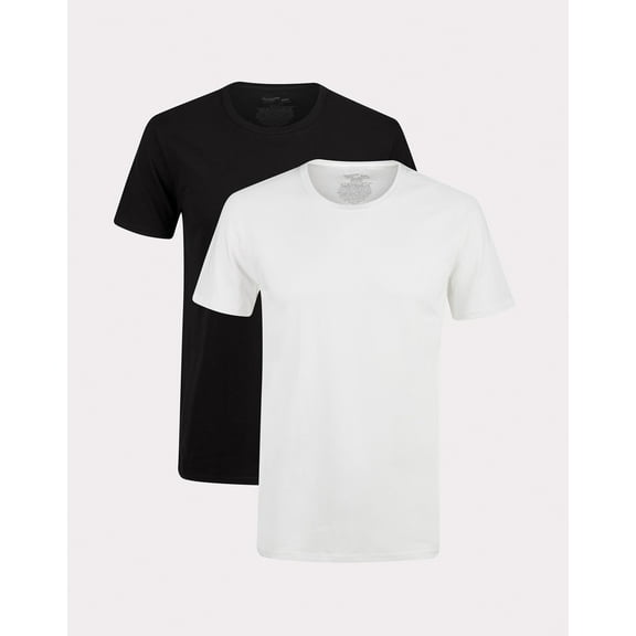 Hanes Originals Ultimate Men's Crewneck T-Shirt, Slim Fit, 2-Pack White/Black 2XL