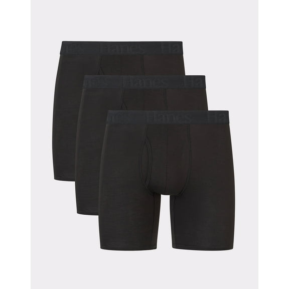 Hanes Originals Ultimate Men's SuperSoft Boxer Brief Underwear, Black, 3-Pack M