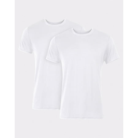 Hanes Originals Ultimate Men's SuperSoft Crewneck Undershirt, White, 2-Pack XL