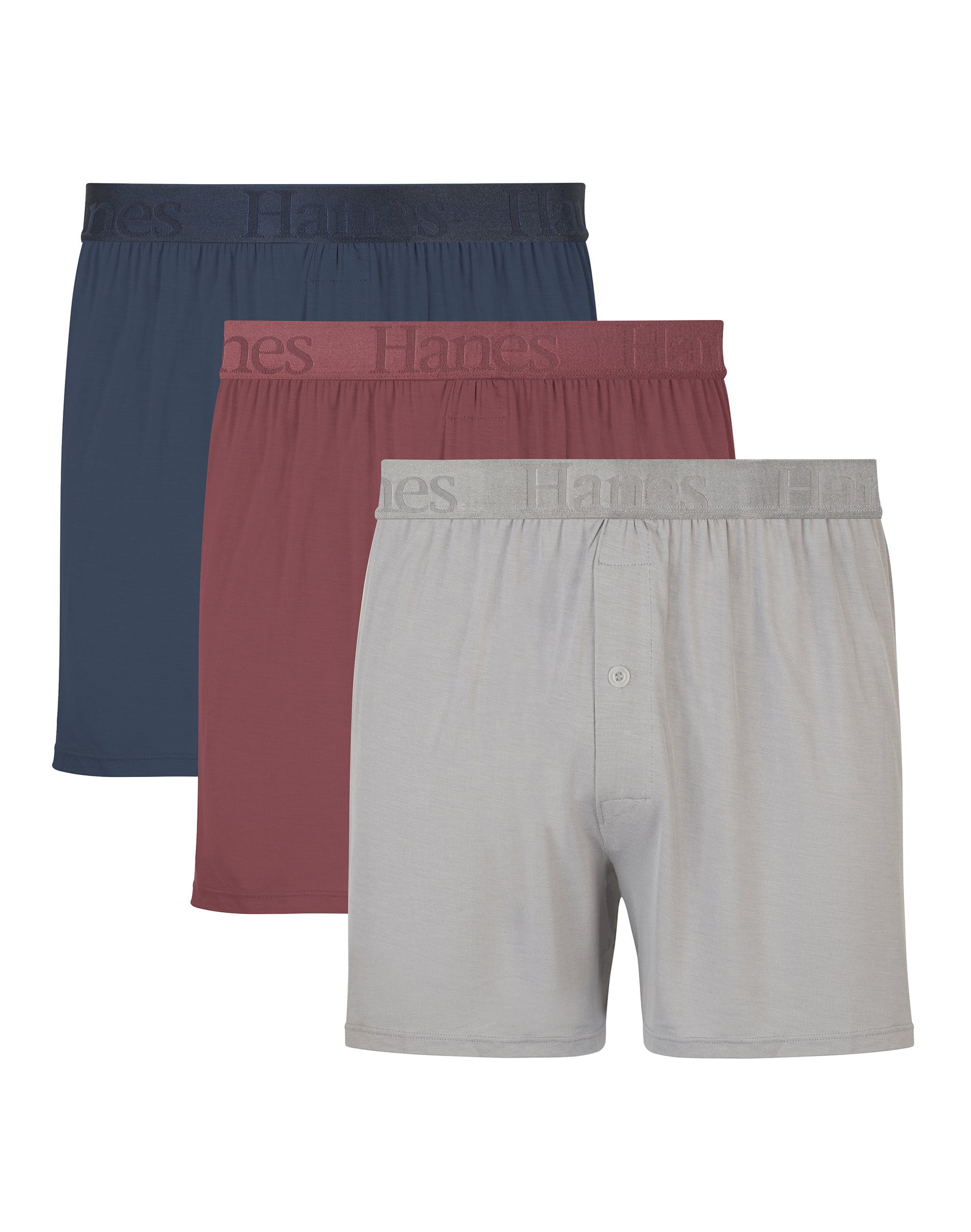 Hanes Originals Ultimate Men's SuperSoft Knit Boxer Underwear, Blue ...