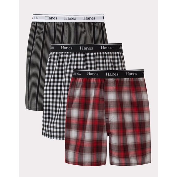 Hanes Originals Ultimate Men's Woven Boxer Underwear, Assorted Prints, 3-Pack XL