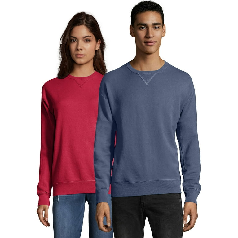 Hanes Originals Unisex Garment Dyed Crewneck Sweatshirt New Railroad Grey L  