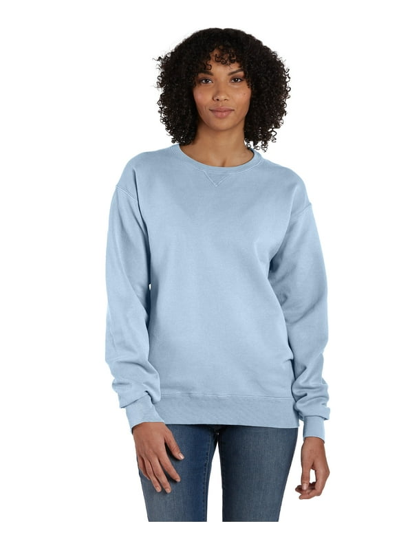 Hanes Originals Unisex Garment Dyed Crewneck Sweatshirt Soothing Blue S