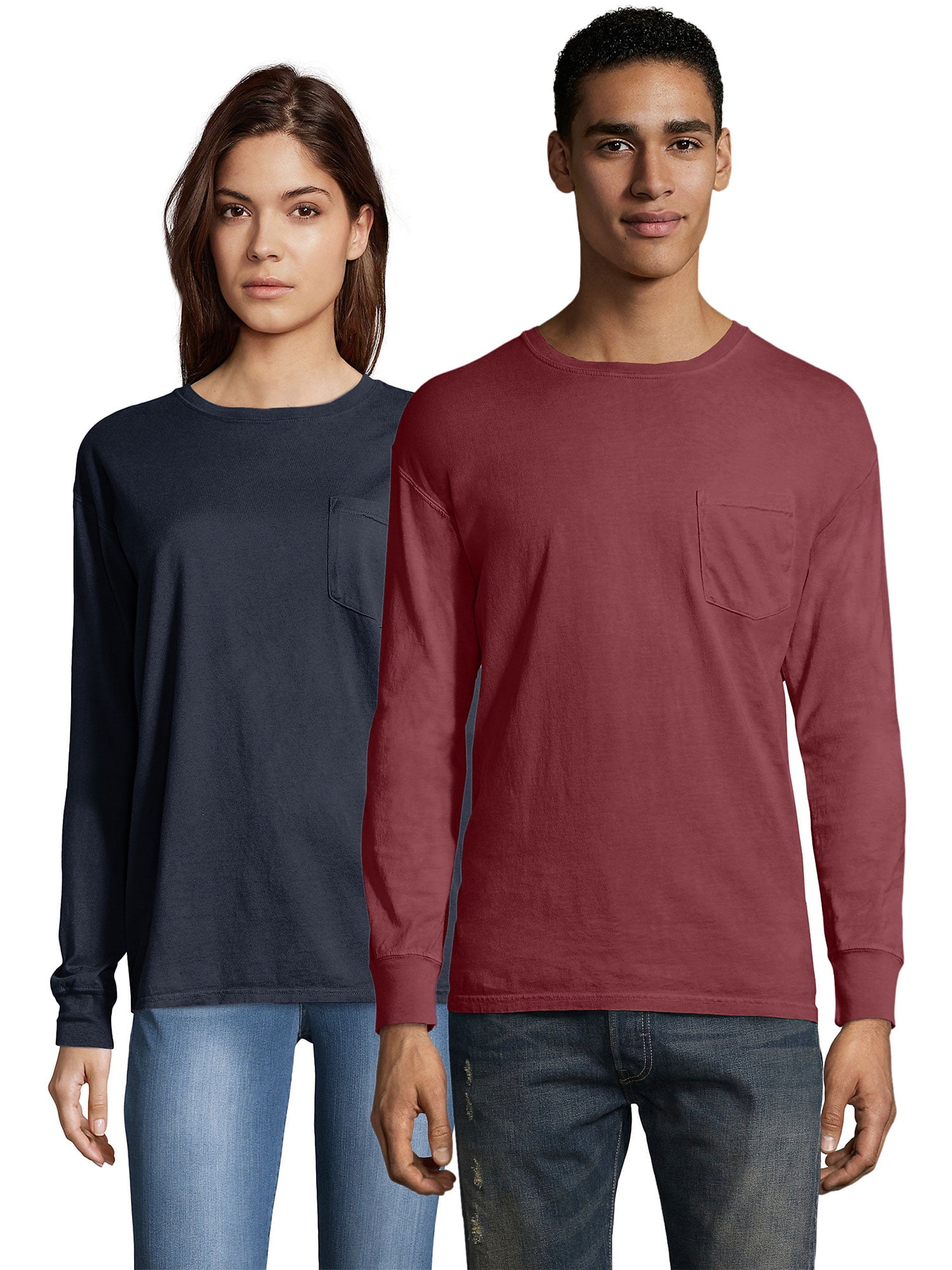 GDH250 Garment-Dyed Long-Sleeve T-Shirt with Pocket ComfortWash by Hanes Anchor slate-S
