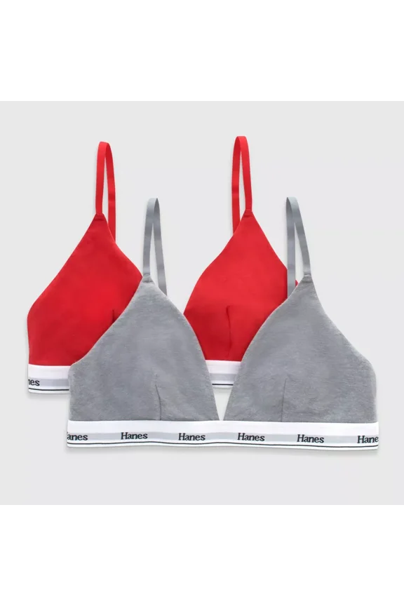 Originals Women's 2pk Stretch Cotton Triangle Bralette MHT102, Red/Gray