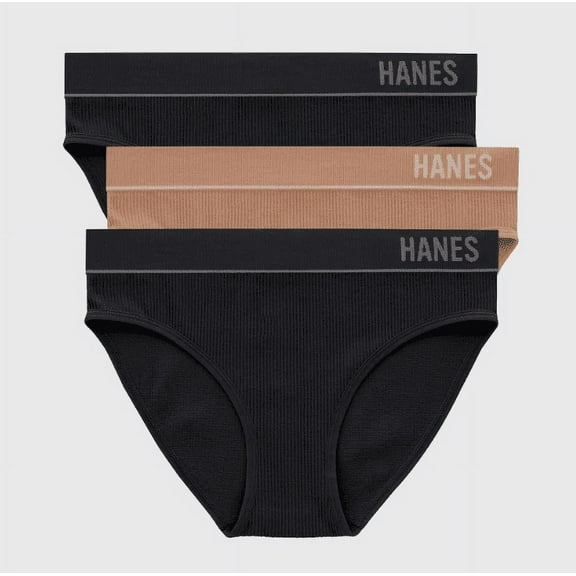Hanes Originals Women's 3pk Seamless Rib Bikini Underwear