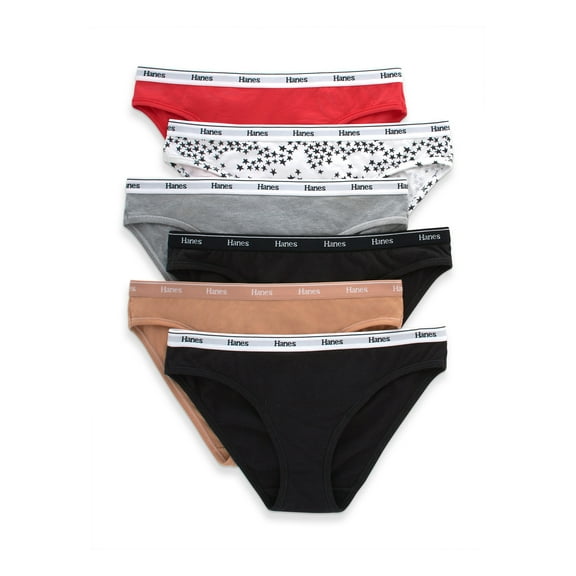 Hanes Womens Underwear 6-Pack, Stretch Cotton Panties, Breathable Underwear for Women