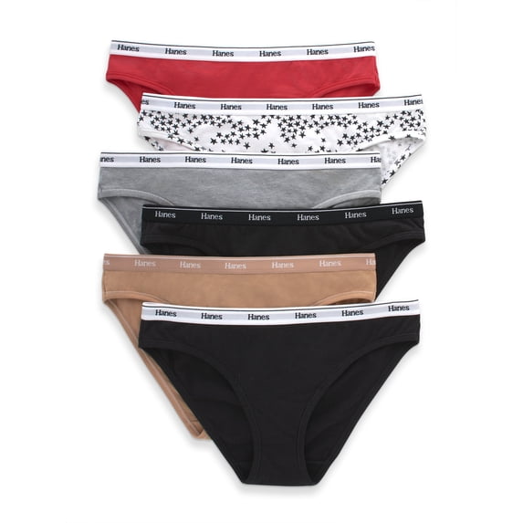 Hanes Womens Underwear 6-Pack, Stretch Cotton Panties, Breathable Underwear for Women