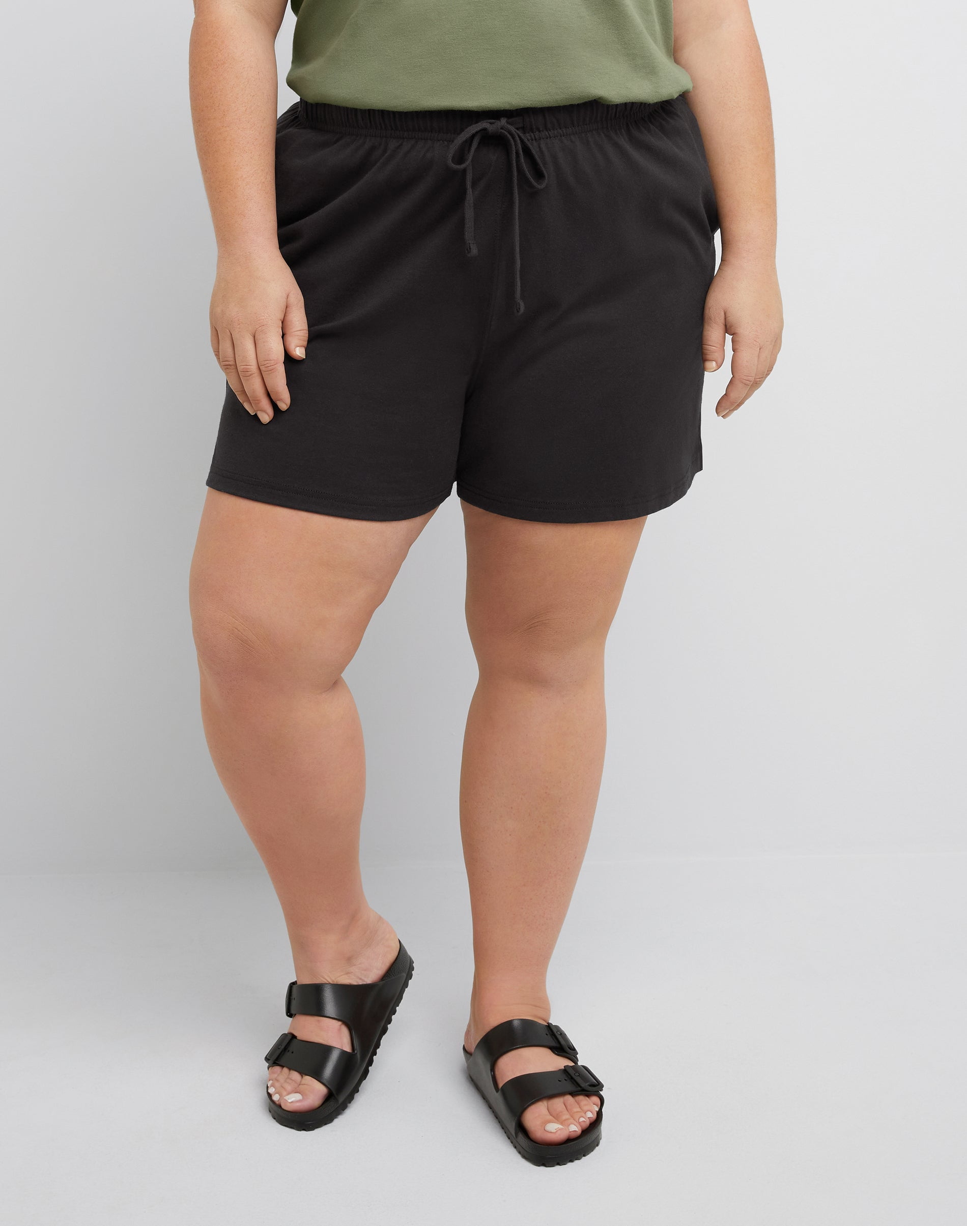 Hanes Originals Women's Cotton Jersey Shorts, 4" (Plus Size) Black 4X