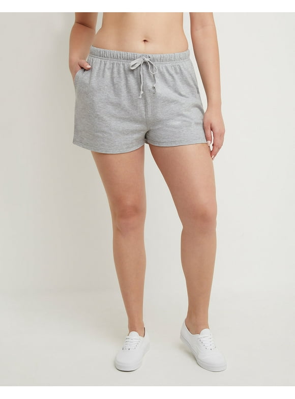 Hanes Originals Women's Cotton Jersey Shorts, 4" (Plus Size) Light Steel 2X