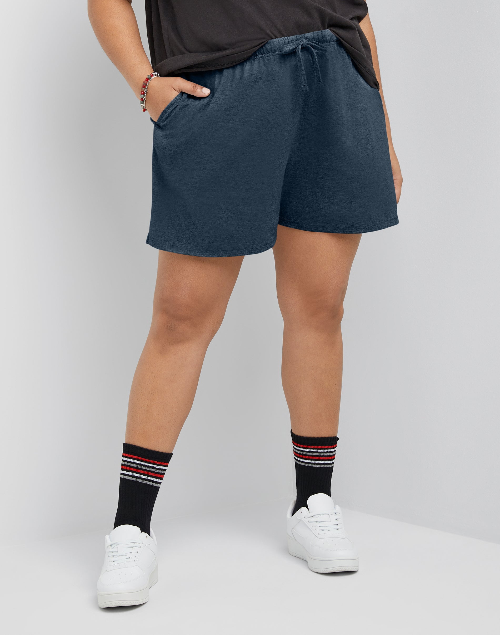 Hanes Originals Women's Cotton Jersey Shorts, 4" (Plus Size) Trekking