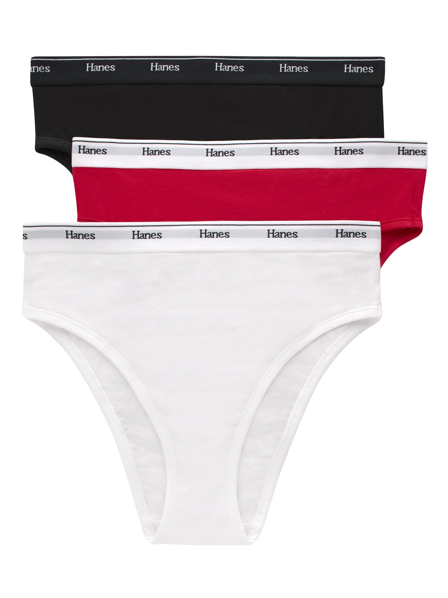 Hanes Originals Women's Cotton Stretch Hi-Leg Underwear, 3-Pack