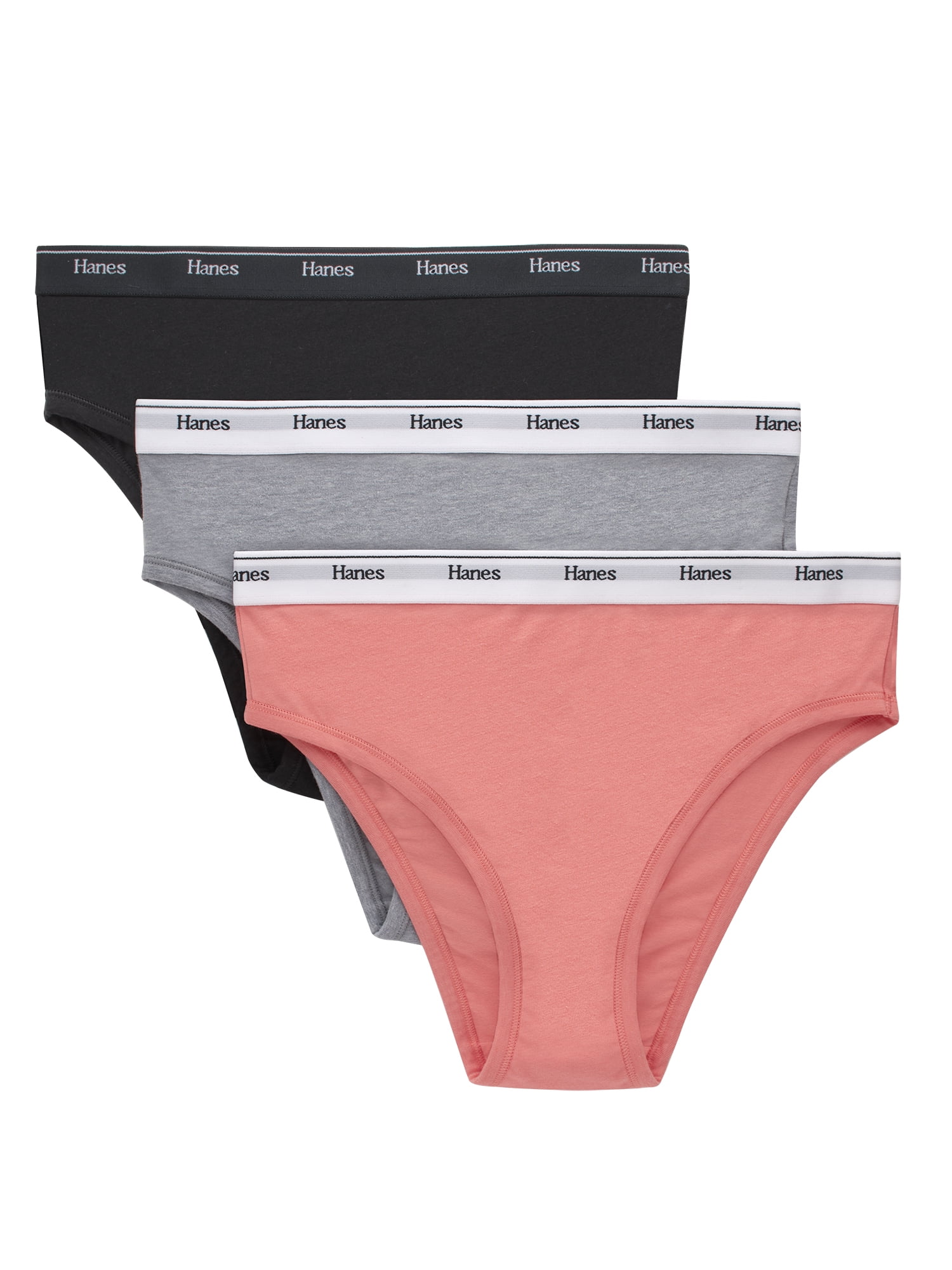 Hanes Originals Women's Cotton Stretch Hi-Leg Underwear, 3-Pack