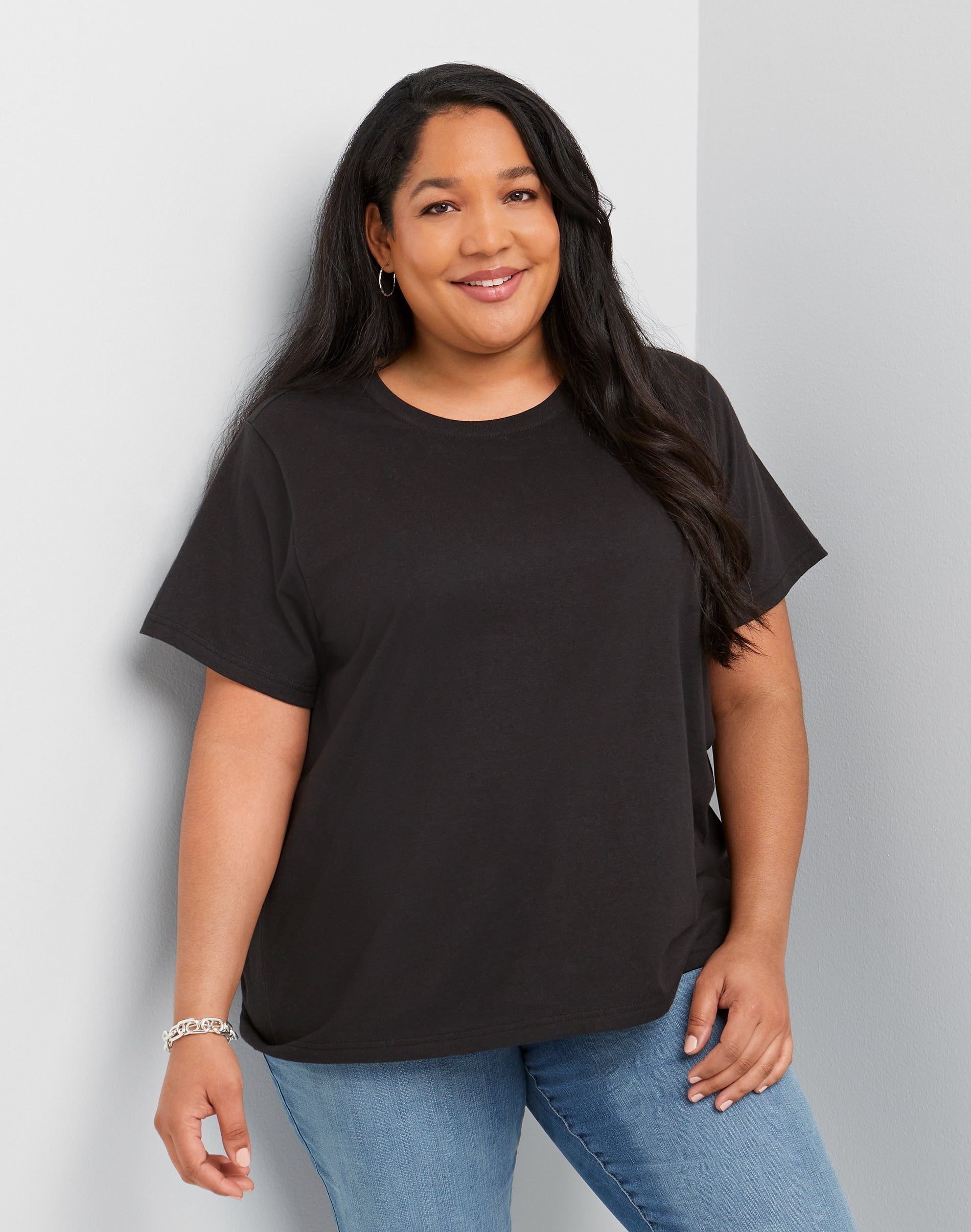 Hanes Originals Women's Cotton T-Shirt (Plus Size) Black 2X - Walmart.com