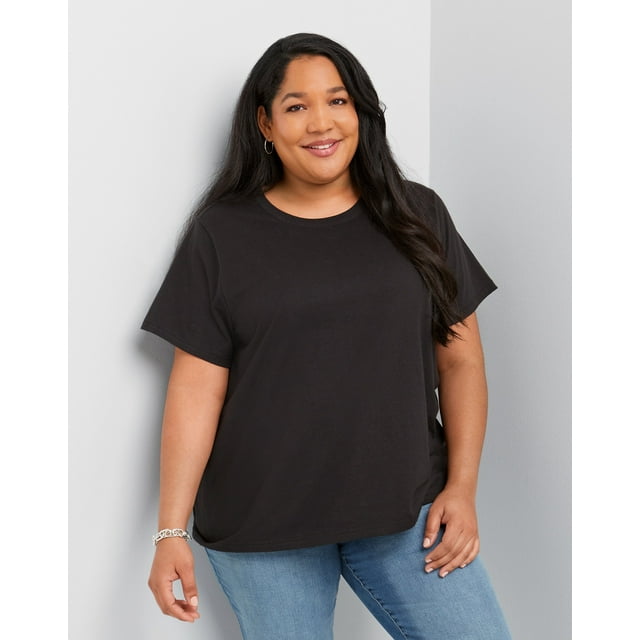 Hanes Originals Women's Cotton T-Shirt (Plus Size) Black 4X - Walmart.com